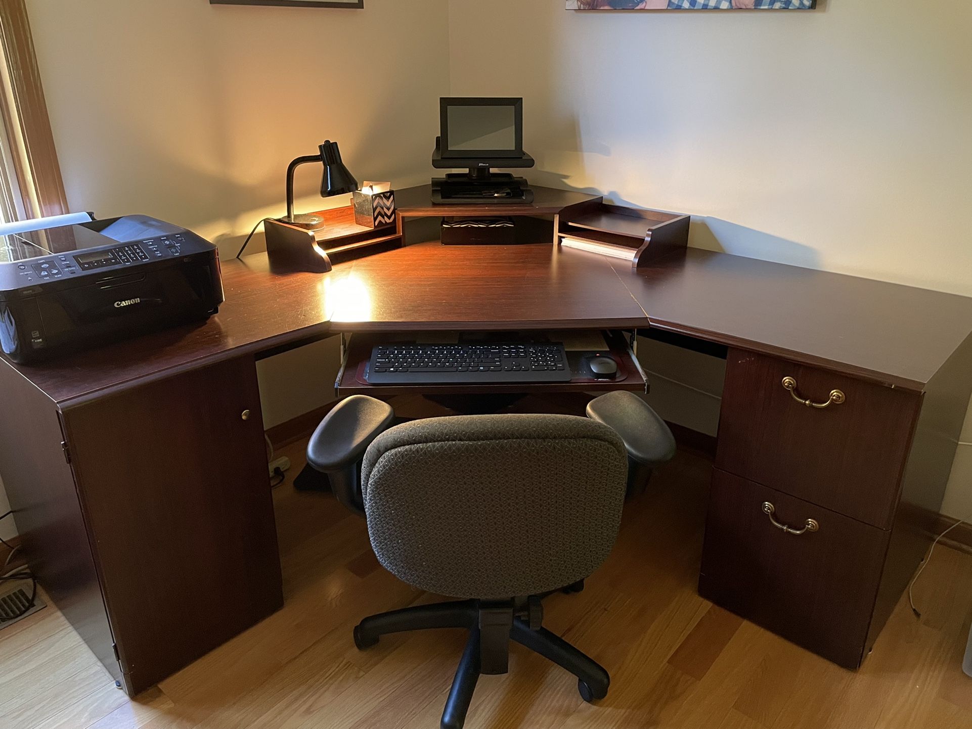 Corner Desk With File Cabinet And Shelves