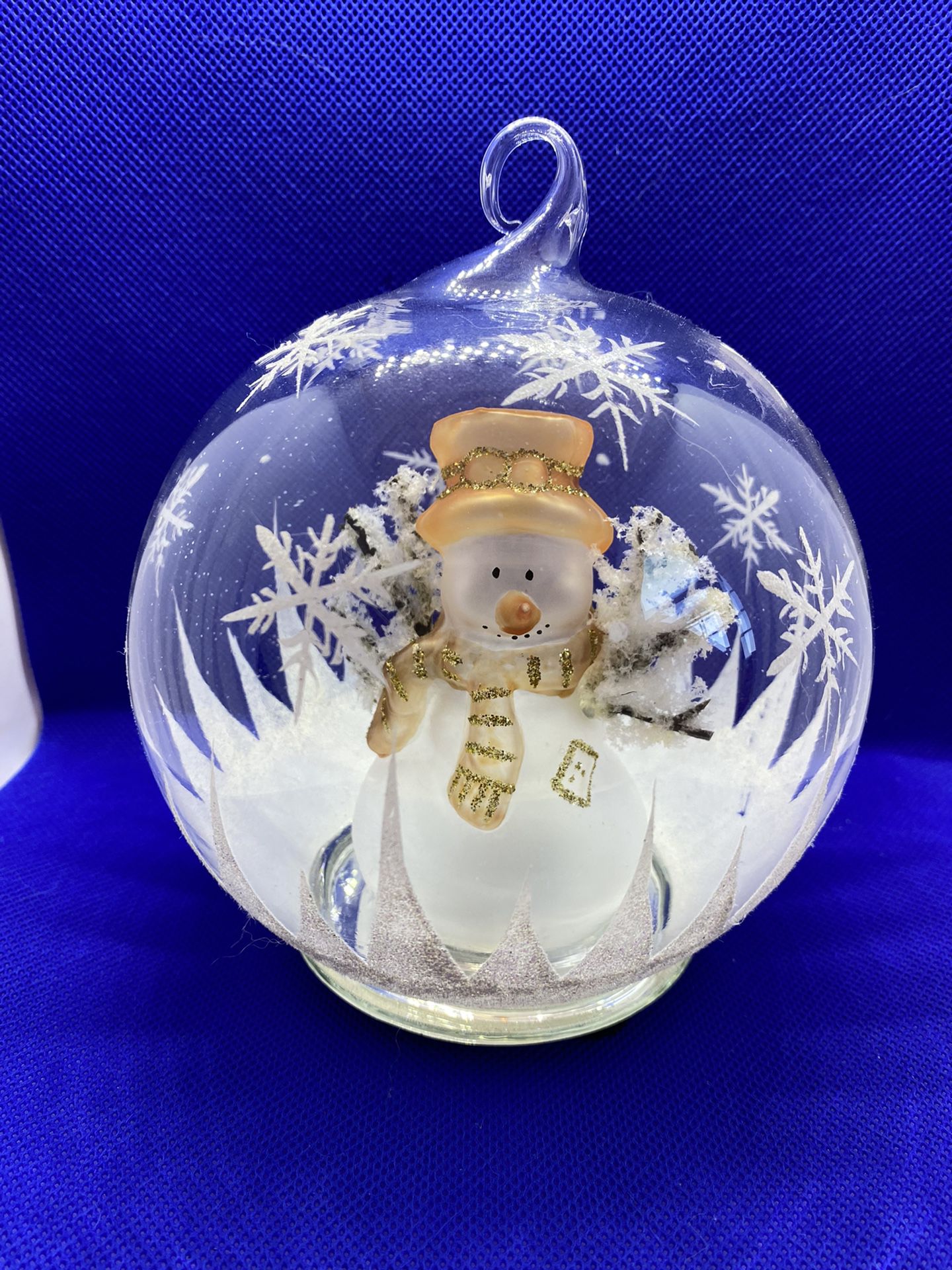 Light-up Glass Snowman in Glass Globe 6” H