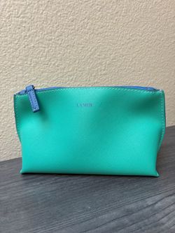 La Mer Turquoise Blue Zip Cosmetic Pouch