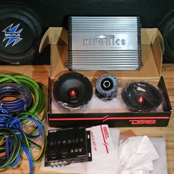 2 Hifonics 12"low Profile Subs  And Hifonics 1200 Amp  With Ds18 5.5" Mid Range Speakers With Big Bad Tweeters All The Wiring In 0 Gauge 