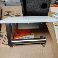 Brushed Nickel Toilet Paper Holder With Shelf