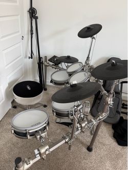 Electric drums and throne. Double bass pedals