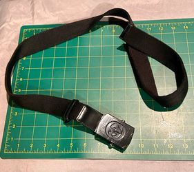 Authentic Vintage Gucci Black Canvas Web Belt 95/38 Interlocking G Plaque 189610