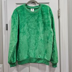 Dr Seuss The Grinch Embossed Fleece Crewneck Sweatshirt Green Womens Small 3-5