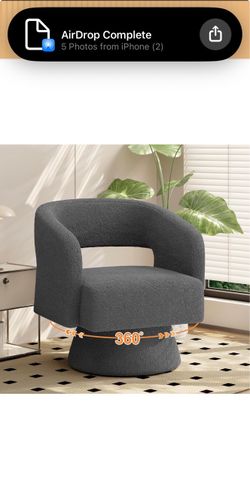 Gray Boucle 360° Swivel Accent Chair