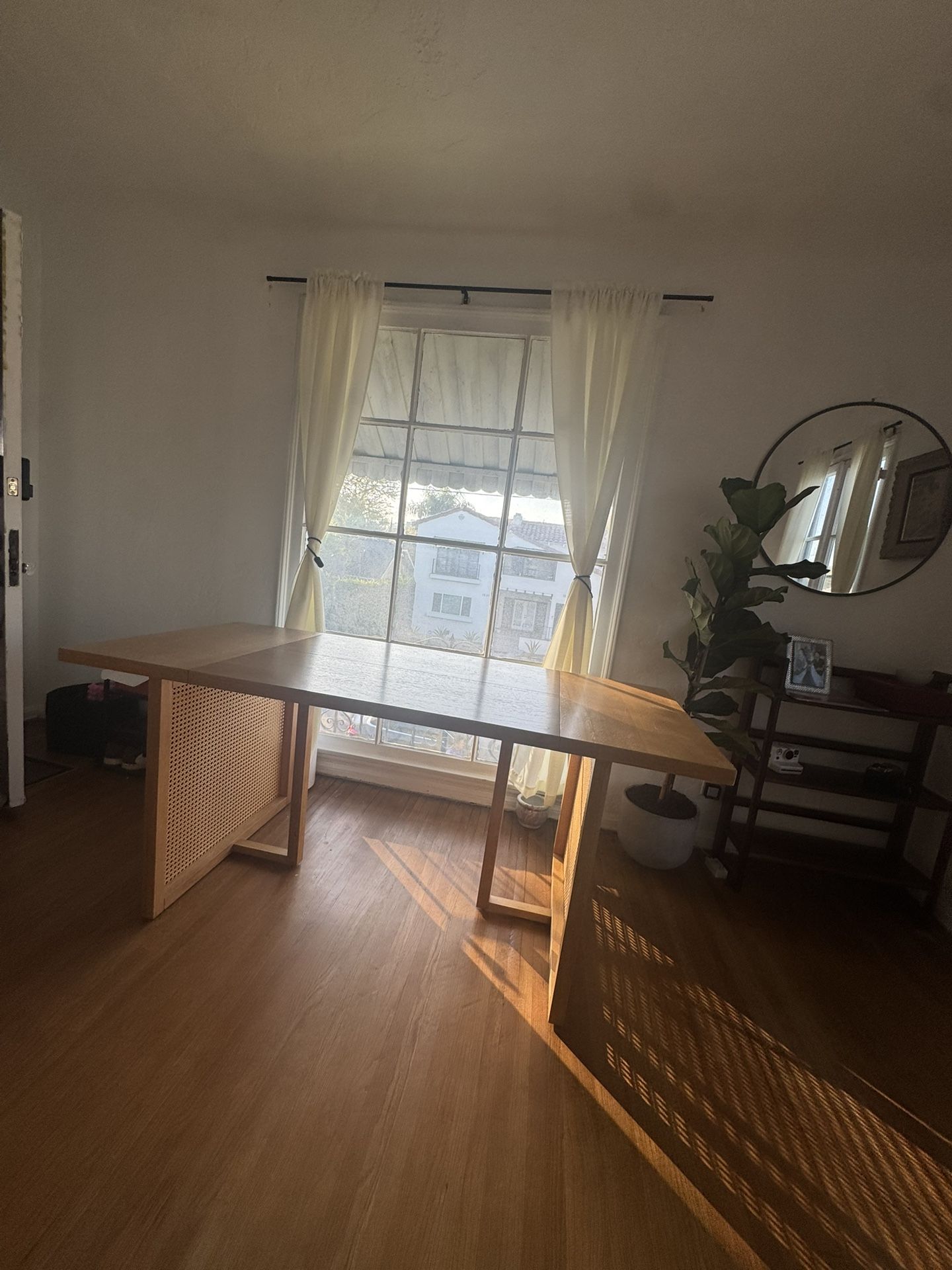 Bohemian Natural Wood & Rattan Dining Table