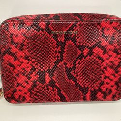 MICHAEL KORS Red Python Camera Bag