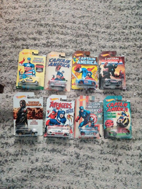 Hot Wheels Captain America set x 8 pieces #1-8 - Sealed die cast vehicles Marvel