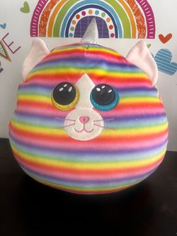 TY SQUISH A BOO!!  HEATHER UNICORN CAT!  12  INCHES LARGE