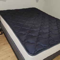 Queen Mattress, Box Spring, And Metal Frame