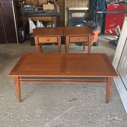 Solid Wood Coffee Table And Two Side Tables