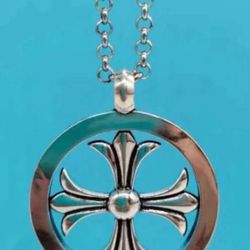 Chrome Hearts Style Maltese Cross 2006 Pendant (1.5”) with 24” Steel Silver Necklace