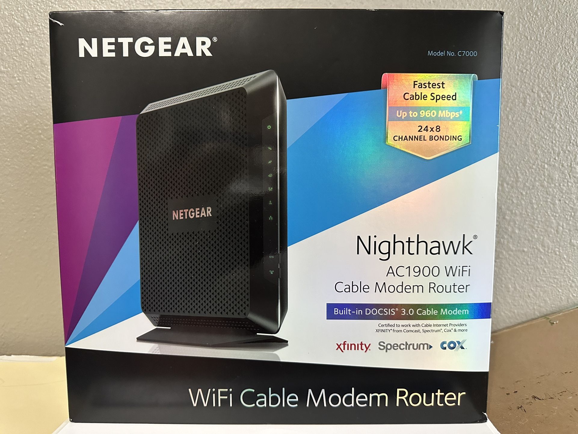 NETGEAR Nighthawk AC1900 WIFI DOCSIS 3.0 WiFi Cable Modem Router