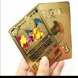 Gold metal Pokemon card Charizard 