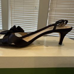 Kate Spade Mattie Black Satin Kitten Heels Size 8