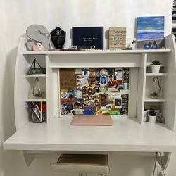 White floating desk. Vanity desk