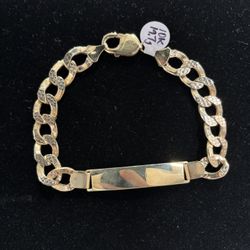 10KT  YELLOW GOLD 19.7G CUBAN LINK BRACELET W/ NAME PLATE