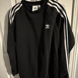 Adidas Men’s Medium Full Black And White Striped Tracksuit
