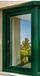 Green Wood Framed Window