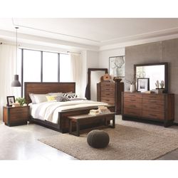 Industrial Bourbon Brown 4 Piece Bedroom Set -Queen or King ( NO CREDIT CHECK FINANCING AVAILABLE)