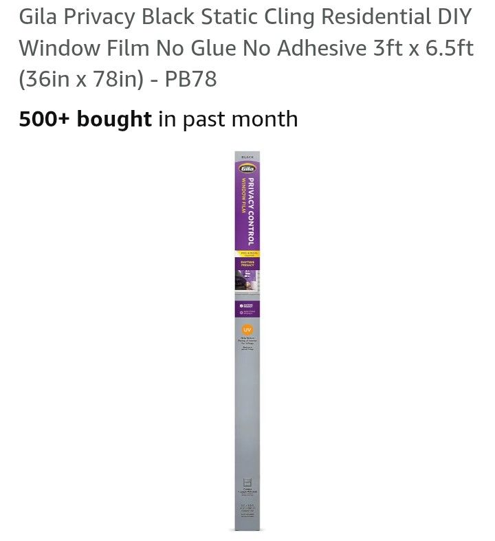 Black Window Privacy Film $15 - New