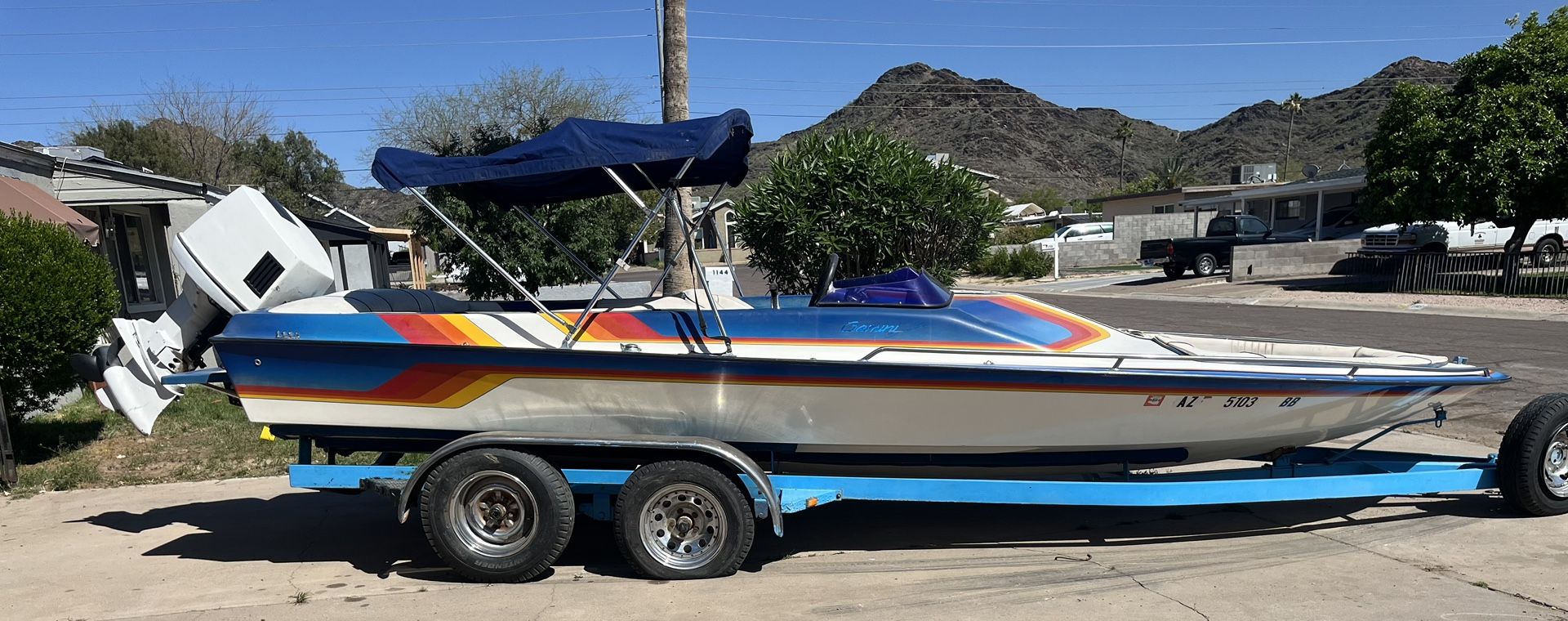 Gemini power Boat/185 HP Outboard With Trailer/ New Flooring & Carpet