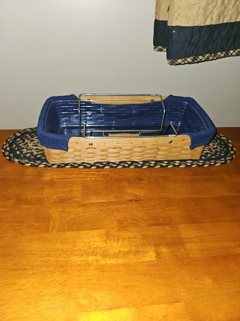 Longaberger Carrying Basket Wood Handles With Liner And Protector