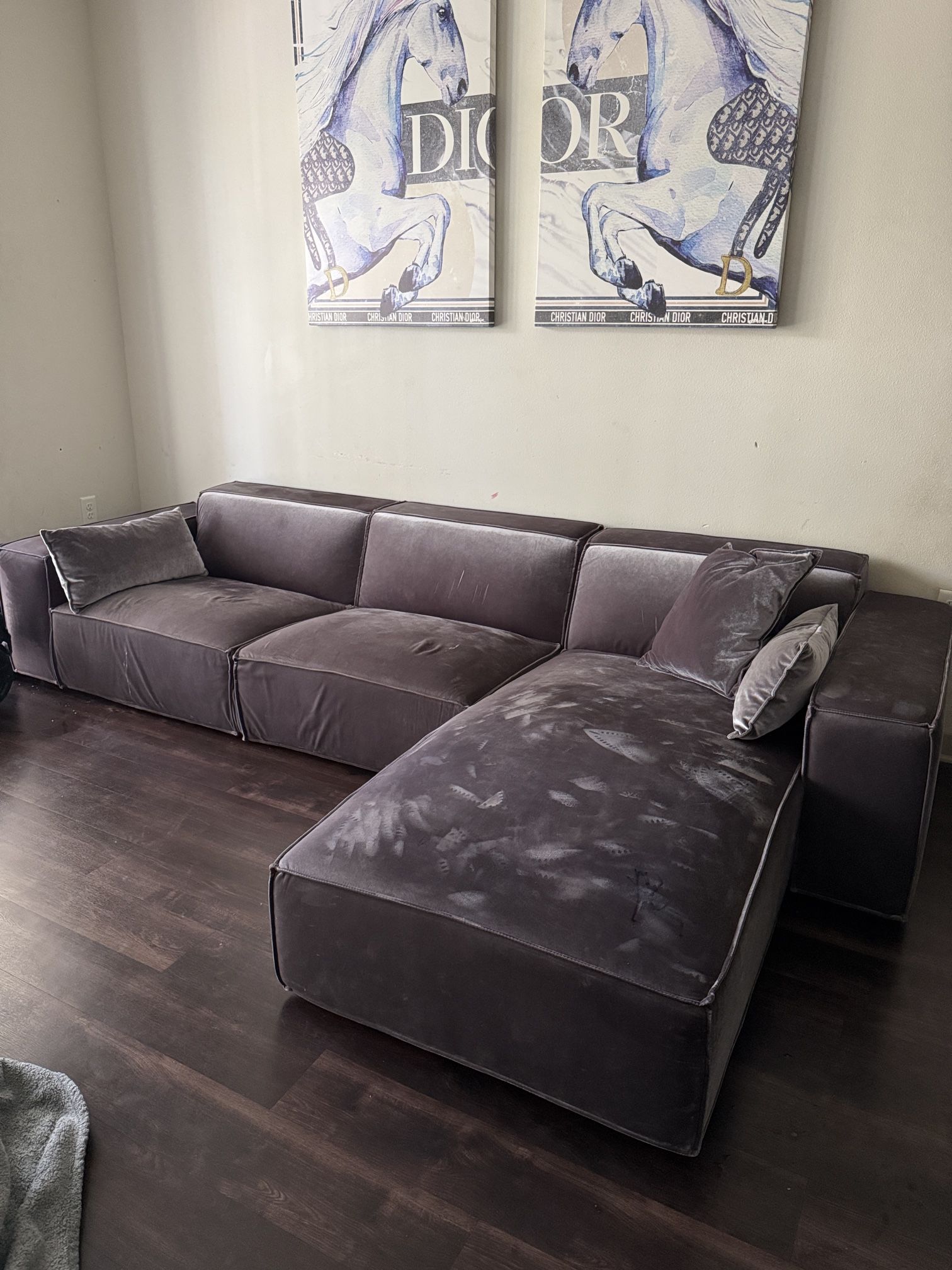 Suede grey couch