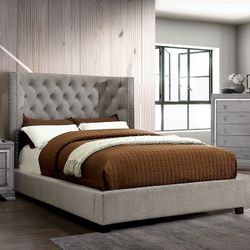 Cayla Queen Bed Frame Velvet Fabric 