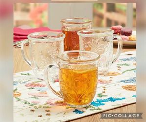 Princess House WILDFLOWER Glass Coffee Mugs (4) $70