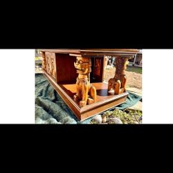 Asian Hand Carved Foo Dog Coffee Table 