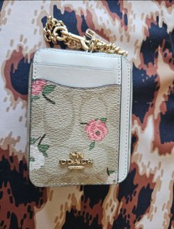 Floral Coach Zip Card Case Wallet