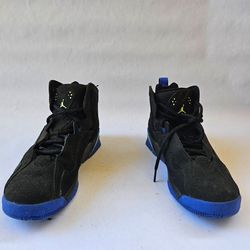 Youth Jordan's black suede and blue