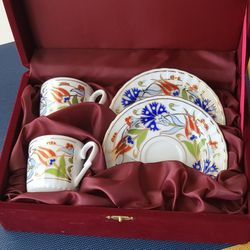 Gural Turkish traditional colourful porcelain tea / cofee for two boxed set