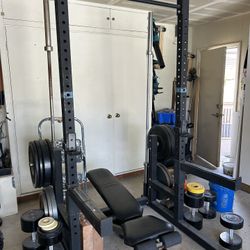 Squat Rack + Pullup Bar + Bench + Barbell