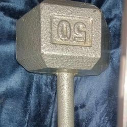 Barbell Cast iron 50lb Hex Champion Dumbbell Single Straight Handle 