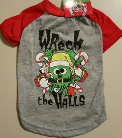 Wreck the Halls Pet Tee Shirt - Medium