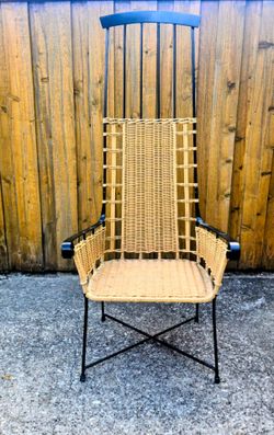 Century Furniture Dorset AE-3567 Iron & Wicker High Back Statement Armchair