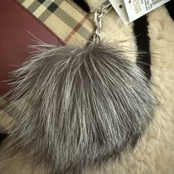 New Michael Kors Silver Fur  Bag Charm/ Key Ring New