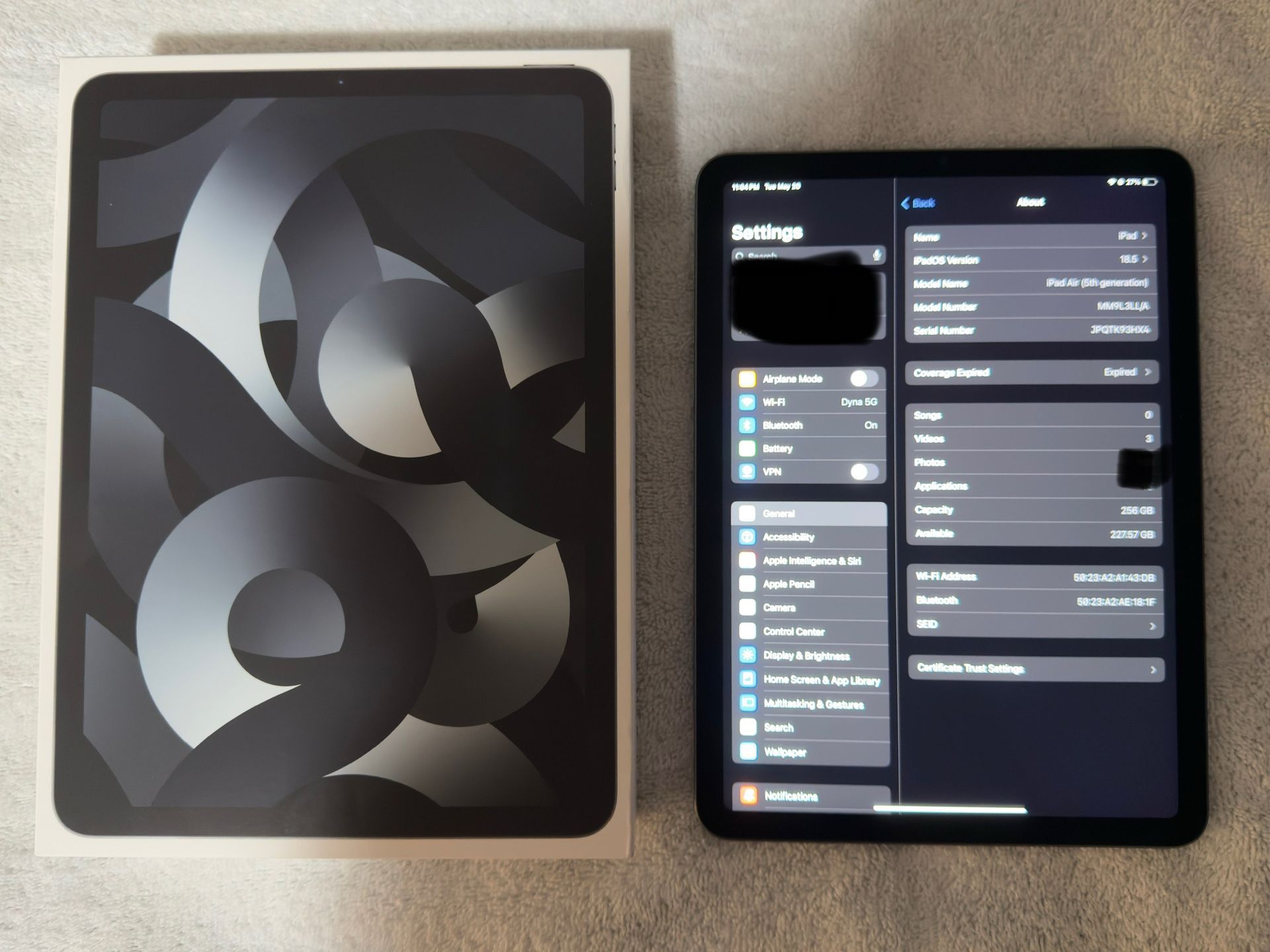 iPad Air M1 5th Gen 256GB 10.9” With Case