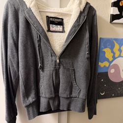 Fur Lined Zip Hoodie - Dark Gray