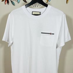 GUCCI POCKET EMBROIDERED COTTON T-SHIRT SS24