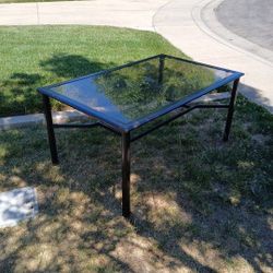 Glass And Metal Table Outdoor Or Indoor 