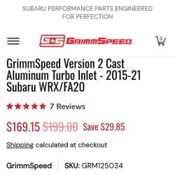 2017 Subaru Wrx GRIMMSPEED Turbo Inlet