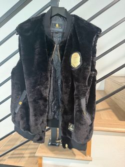 A Bathing Ape (BAPE) Black Faux Fur Shark MA-1 Flight Jacket