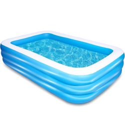 AsterOutdoor Inflatable Swimming Pool 100"x 66"x 23" Thickened, Full-Sized Above Ground Kiddle Family Lounge Pool for Adult, Kids, Toddlers, Blow Up f