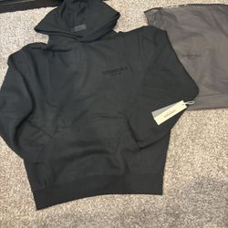 Essentials Fear Of God Hoodie Black Pullover Size Small