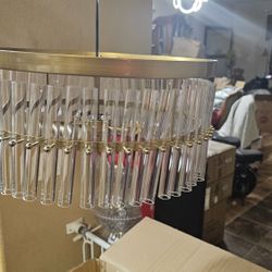 Brushed brass crystal bar round flushmount Chandiler 