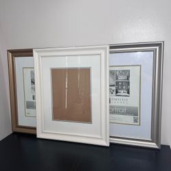 Set of 3 Large 16x20 Matted Picture Frames – Gold Silver & Cream