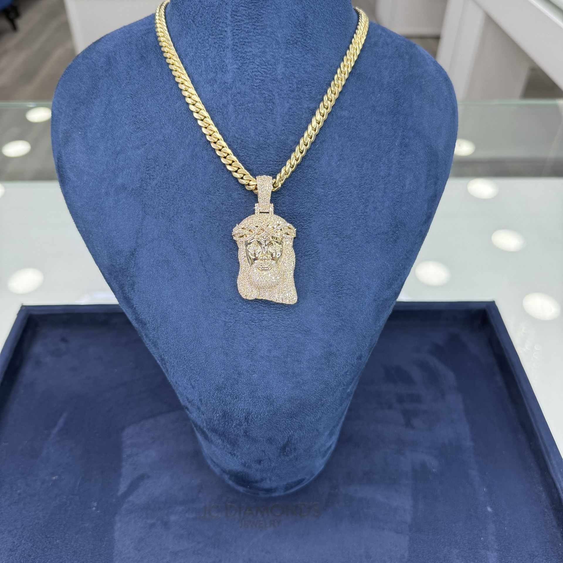 Pendant Jesus Diamonds Real And Gold 2,5 Inch